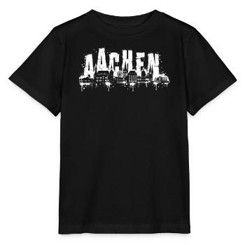 Aachen Skyline Graffiti Splatter - Stanley/Stella Kinder T-Shirt MINI CREATOR  - Schwarz - Vorne - Mikhail (115cm)