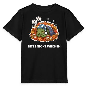 Schlafende Schildkröte im Herbstlaub - Stanley/Stella Kinder T-Shirt MINI CREATOR  - Schwarz - Vorne - Mikhail (115cm)