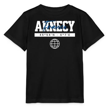 Annecy Frankreich Koordinaten Reise Souvenir - Stanley/Stella Kinder T-Shirt MINI CREATOR  - Schwarz - Vorne - Mikhail (115cm)