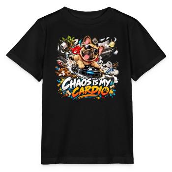 Chaos ist mein Cardio Bulldog - Stanley/Stella Kinder T-Shirt MINI CREATOR  - Schwarz - Vorne - Mikhail (115cm)