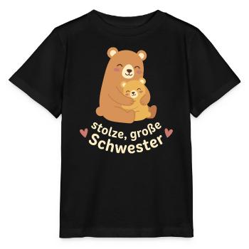 Stolze große Schwester - Süße Bären - Stanley/Stella Kinder T-Shirt MINI CREATOR  - Schwarz - Vorne - Mikhail (115cm)