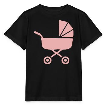 Rosa Kinderwagen Baby Geburt Mädchen Geschenk  - Stanley/Stella Kinder T-Shirt MINI CREATOR  - Schwarz - Vorne - Mikhail (115cm)