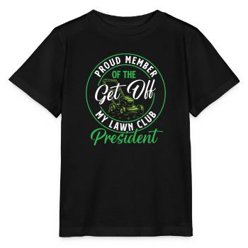 Verschwinden von meinem Rasenclub – lustiger Rasenmäh-Opa - Stanley/Stella Kinder T-Shirt MINI CREATOR  - Schwarz - Vorne - Mikhail (115cm)