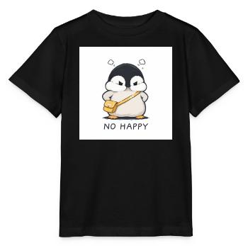 No Happy Pinguin mit Gelber Tasche - Stanley/Stella Kinder T-Shirt MINI CREATOR  - Schwarz - Vorne - Mikhail (115cm)