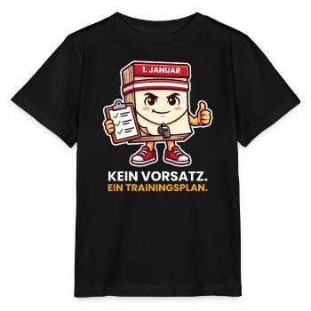 Kein Vorsatz Trainingsplan Neujahr Kalender - Stanley/Stella Kinder T-Shirt MINI CREATOR  - Schwarz - Vorne - Mikhail (115cm)