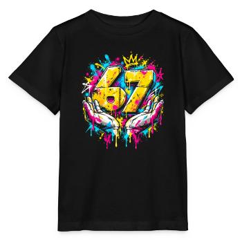 6 7 Meme Neon Graffiti Splash - Stanley/Stella Kinder T-Shirt MINI CREATOR  - Schwarz - Vorne - Mikhail (115cm)