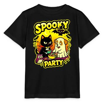 🎃 Gruselige Party – Halloween 2 Katzen-Hund-Eule - Stanley/Stella Kinder T-Shirt MINI CREATOR  - Schwarz - Vorne - Mikhail (115cm)