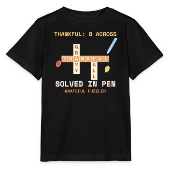 Thankful 8 über das lustige Thanksgiving-Kreuzworträtsel - Stanley/Stella Kinder T-Shirt MINI CREATOR  - Schwarz - Vorne - Mikhail (115cm)