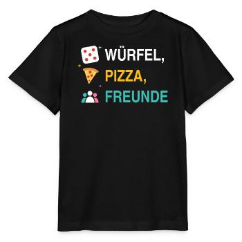 Würfel, Pizza, Freunde – Spieleabend Motiv - Stanley/Stella Kinder T-Shirt MINI CREATOR  - Schwarz - Vorne - Mikhail (115cm)