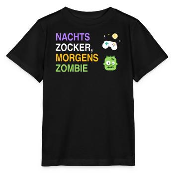 Nachts Zocker, morgens Zombie – Gamer Spruch - Stanley/Stella Kinder T-Shirt MINI CREATOR  - Schwarz - Vorne - Mikhail (115cm)