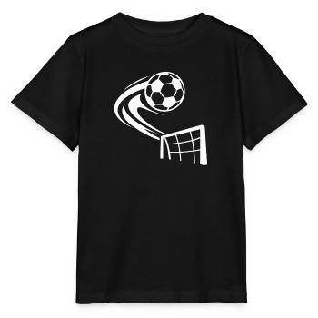 Spiralfußball ins Netz - Stanley/Stella Kinder T-Shirt MINI CREATOR  - Schwarz - Vorne - Mikhail (115cm)