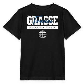 Grasse Frankreich Koordinaten Reise Souvenir - Stanley/Stella Kinder T-Shirt MINI CREATOR  - Schwarz - Vorne - Mikhail (115cm)