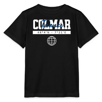 Colmar Frankreich Koordinaten Reise Souvenir - Stanley/Stella Kinder T-Shirt MINI CREATOR  - Schwarz - Vorne - Mikhail (115cm)