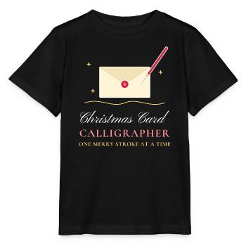 Weihnachtskarten-Kalligraph Handschrift - Stanley/Stella Kinder T-Shirt MINI CREATOR  - Schwarz - Vorne - Mikhail (115cm)