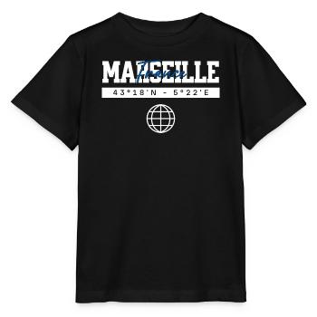 Marseille Frankreich Koordinaten Reise Souvenir - Stanley/Stella Kinder T-Shirt MINI CREATOR  - Schwarz - Vorne - Mikhail (115cm)