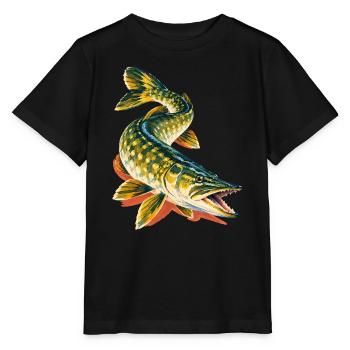 Hecht Angeln Raubfisch Hechtangler Geschenk - Stanley/Stella Kinder T-Shirt MINI CREATOR  - Schwarz - Vorne - Mikhail (115cm)