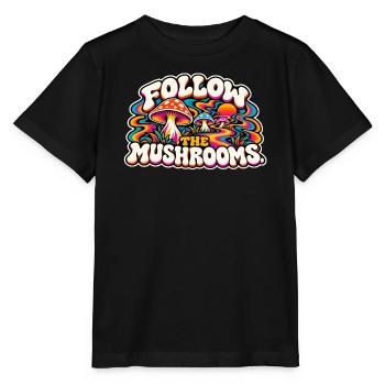 Follow the Mushrooms – Psychedelischer Pilztraum - Stanley/Stella Kinder T-Shirt MINI CREATOR  - Schwarz - Vorne - Mikhail (115cm)