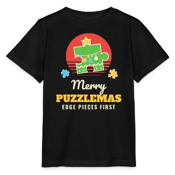 Fröhliche Puzzlemas Lustiges Puzzlepuzzle Weihnachten - Stanley/Stella Kinder T-Shirt MINI CREATOR  - Schwarz - Vorne - Mikhail (115cm)