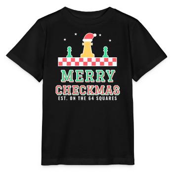 Fröhliche Checkmas lustige Weihnachten-Schachspieler-Wortspiel - Stanley/Stella Kinder T-Shirt MINI CREATOR  - Schwarz - Vorne - Mikhail (115cm)