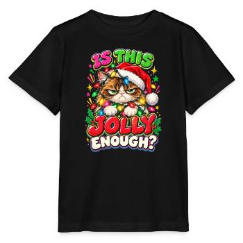 Grimmiger Weihnachtskater mit Lichtern - Stanley/Stella Kinder T-Shirt MINI CREATOR  - Schwarz - Vorne - Mikhail (115cm)