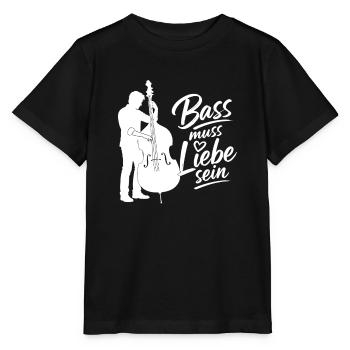 Kontrabass - Bass muss Liebe sein Kontrabassist - Stanley/Stella Kinder T-Shirt MINI CREATOR  - Schwarz - Vorne - Mikhail (115cm)