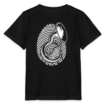 Sousaphon Im Fingerabdruck Für Blasmusikfans - Stanley/Stella Kinder T-Shirt MINI CREATOR  - Schwarz - Vorne - Mikhail (115cm)