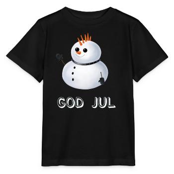 Gothic Schneemann God Jul - Schwedisch - Stanley/Stella Kinder T-Shirt MINI CREATOR  - Schwarz - Vorne - Mikhail (115cm)