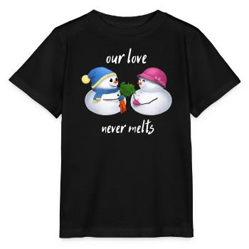 Our love never melts - Schneemann Paar - Stanley/Stella Kinder T-Shirt MINI CREATOR  - Schwarz - Vorne - Mikhail (115cm)