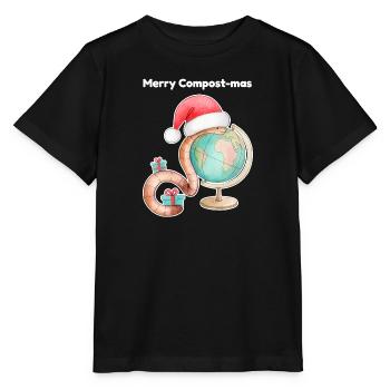 Regenwurm im Hut des Weihnachtsmanns - Stanley/Stella Kinder T-Shirt MINI CREATOR  - Schwarz - Vorne - Mikhail (115cm)