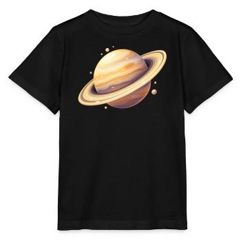 Saturn Farbplanet Illustration - Stanley/Stella Kinder T-Shirt MINI CREATOR  - Schwarz - Vorne - Mikhail (115cm)