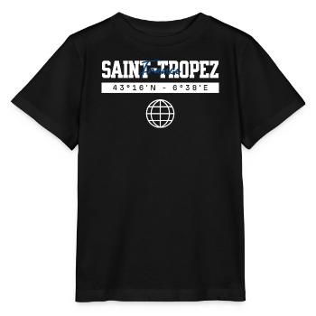 Saint-Tropez Frankreich Koordinaten Reise Souvenir - Stanley/Stella Kinder T-Shirt MINI CREATOR  - Schwarz - Vorne - Mikhail (115cm)