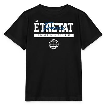 Étretat Frankreich Koordinaten Reise Souvenir - Stanley/Stella Kinder T-Shirt MINI CREATOR  - Schwarz - Vorne - Mikhail (115cm)
