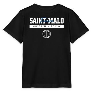 Saint-Malo Frankreich Koordinaten Reise Souvenir - Stanley/Stella Kinder T-Shirt MINI CREATOR  - Schwarz - Vorne - Mikhail (115cm)