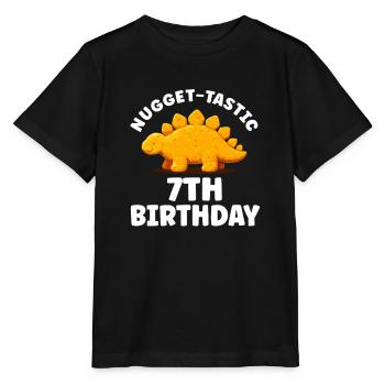 Nugget Tastic Kinder 7 Geburtstag Dinosaurier - Stanley/Stella Kinder T-Shirt MINI CREATOR  - Schwarz - Vorne - Mikhail (115cm)