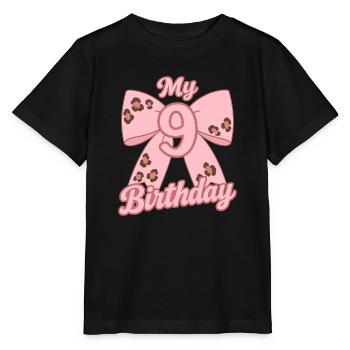 My 9 Birthday Rosa Schleife Zum Dritten Geburtstag - Stanley/Stella Kinder T-Shirt MINI CREATOR  - Schwarz - Vorne - Mikhail (115cm)