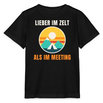 Lieber im Zelt als im Meeting – Camping - Stanley/Stella Kinder T-Shirt MINI CREATOR  - Schwarz - Vorne - Mikhail (115cm)