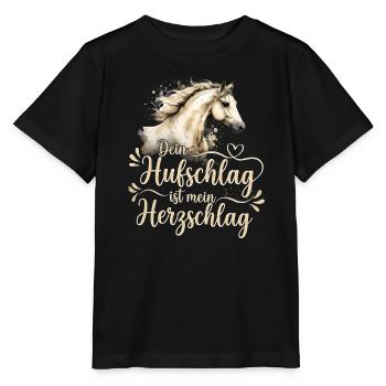 Pferdeliebe Dein Hufschlag ist mein Herzschlag  - Stanley/Stella Kinder T-Shirt MINI CREATOR  - Schwarz - Vorne - Mikhail (115cm)