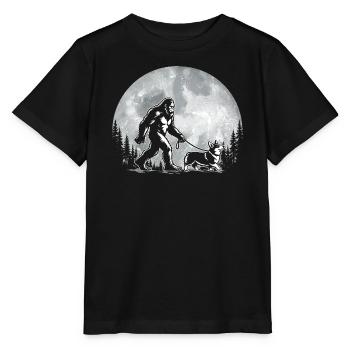 Bigfoot Walking Corgi – Walisischer Corgi, Hundemama, Vater - Stanley/Stella Kinder T-Shirt MINI CREATOR  - Schwarz - Vorne - Mikhail (115cm)