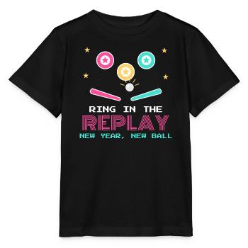 Ring In the Replay Neujahr Flipperhalle - Stanley/Stella Kinder T-Shirt MINI CREATOR  - Schwarz - Vorne - Mikhail (115cm)