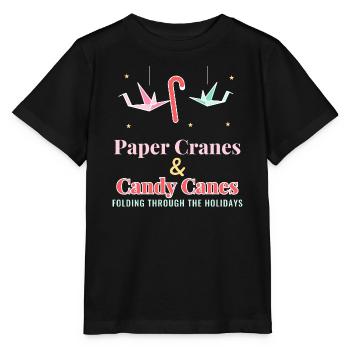 Papierkraniche und Zuckerstangen-Weihnachtsorigami - Stanley/Stella Kinder T-Shirt MINI CREATOR  - Schwarz - Vorne - Mikhail (115cm)