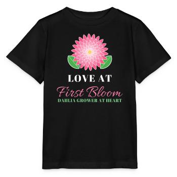Liebe bei First Bloom Dahlia Flower Gardener - Stanley/Stella Kinder T-Shirt MINI CREATOR  - Schwarz - Vorne - Mikhail (115cm)