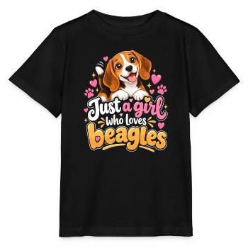 Beagle Girl Love Beagles - Stanley/Stella Kinder T-Shirt MINI CREATOR  - Schwarz - Vorne - Mikhail (115cm)