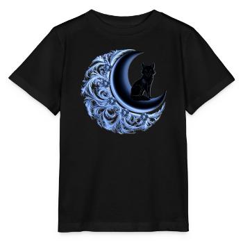 Blauer Mondtraum mit Fuchs - Stanley/Stella Kinder T-Shirt MINI CREATOR  - Schwarz - Vorne - Mikhail (115cm)
