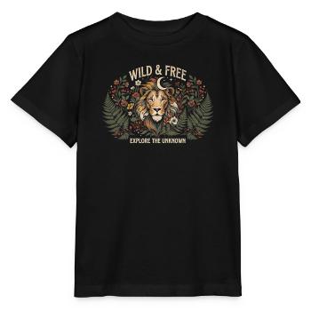 Löwe wild und frei - Stanley/Stella Kinder T-Shirt MINI CREATOR  - Schwarz - Vorne - Mikhail (115cm)