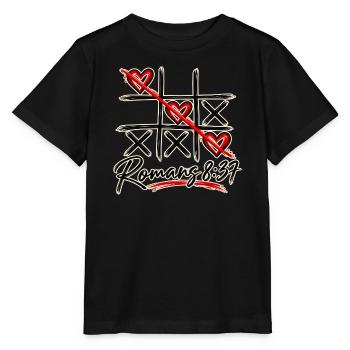 Tic-Tac-Toe-  Römer 8,37 Christliches Design - Stanley/Stella Kinder T-Shirt MINI CREATOR  - Schwarz - Vorne - Mikhail (115cm)