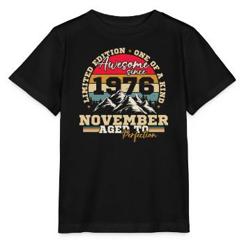 November 1976 Vintage-Retro-Geburtstag - Stanley/Stella Kinder T-Shirt MINI CREATOR  - Schwarz - Vorne - Mikhail (115cm)