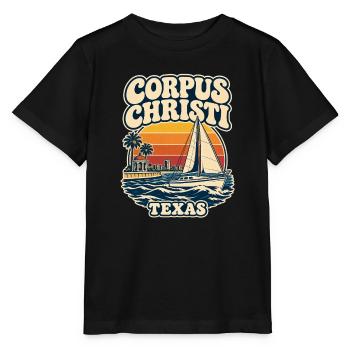 Texas Corpus Christi Segelboot Sunset - Stanley/Stella Kinder T-Shirt MINI CREATOR  - Schwarz - Vorne - Mikhail (115cm)