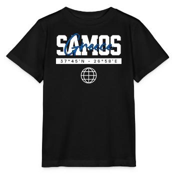 Samos Griechenland Koordinaten Reise Souvenir - Stanley/Stella Kinder T-Shirt MINI CREATOR  - Schwarz - Vorne - Mikhail (115cm)