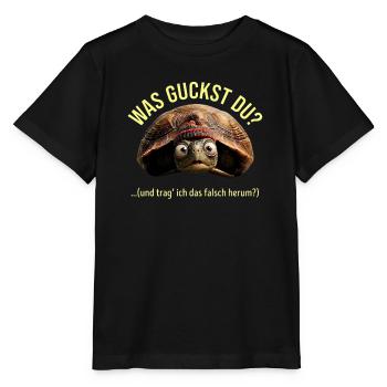 lustige Schildkröte, Was guckst Du?  - Stanley/Stella Kinder T-Shirt MINI CREATOR  - Schwarz - Vorne - Mikhail (115cm)