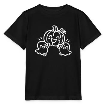 Süßer Halloween Kürbis mit zwei Geistern - Stanley/Stella Kinder T-Shirt MINI CREATOR  - Schwarz - Vorne - Mikhail (115cm)